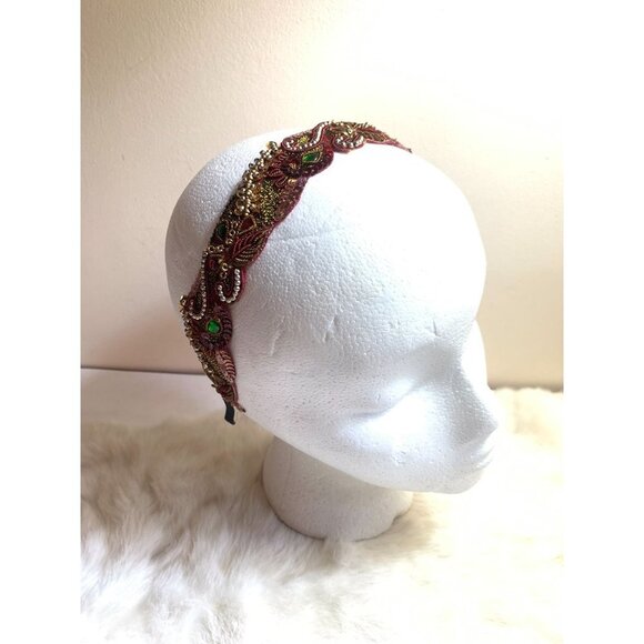 Women's Fascinator Hat Headband Sequins Crystals Paisley 1920s Style - Picture 1 of 6